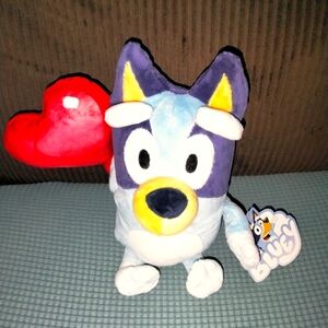 Bluey Plush Toy with Red Heart Balloon